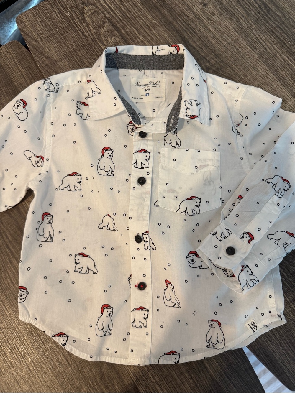 Sovereign Code White Button-Down Shirt with Polar Bear Print
